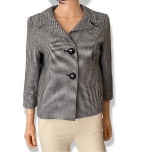 NWOT Talbots black white houndstooth wool blend blazer